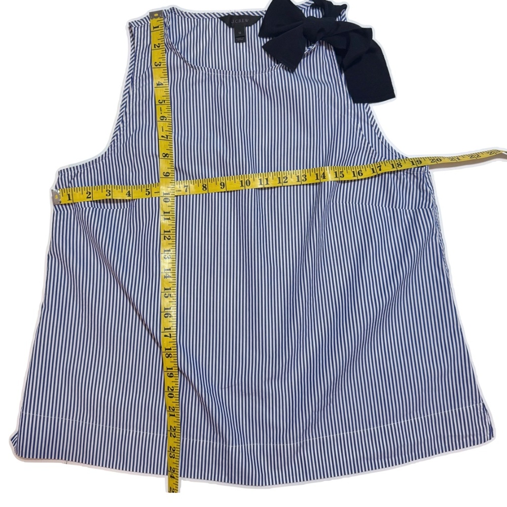 J.Crew Bow Shoulder Grosgrain Ribbon Striped Sleeveless Top Size 12 - Picture 9 of 13